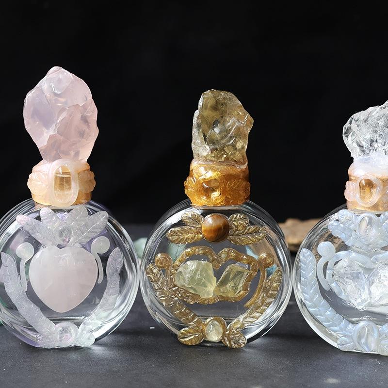 Handmade Natural Crystal Magic Bottle Decorative Glass Crafts Storage Bottle Ornament For Home Decor And Christmas Gift
