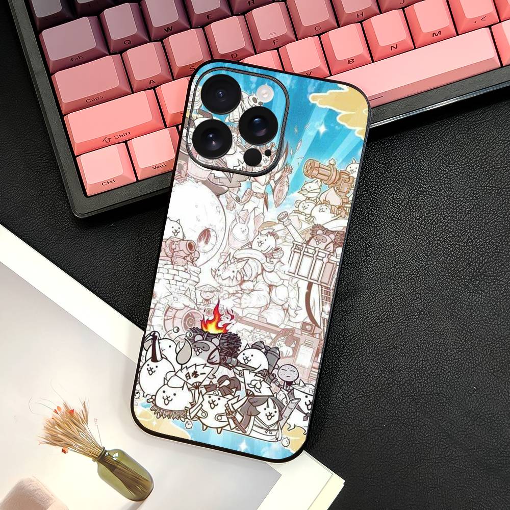 B-Battle Cats Anime Game Phone Case For IPhone 16 15 14 13 12 11 PRO MAX PLUS Mini TPU Soft To Skin-friendly Cover
