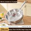 316 Stainless Steel Non-Stick Wok, Flat Bottom, Induction Compatible, Deepened Stir-Fry Pan