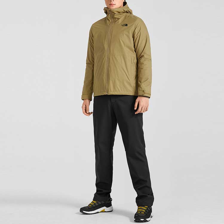 THE NORTH FACE Logo Print Solid Color Fleece Lined 3 in 1 Windproof And Breathable Windbreaker Jacket Men's Brown NF0A7QPJ-6U0
