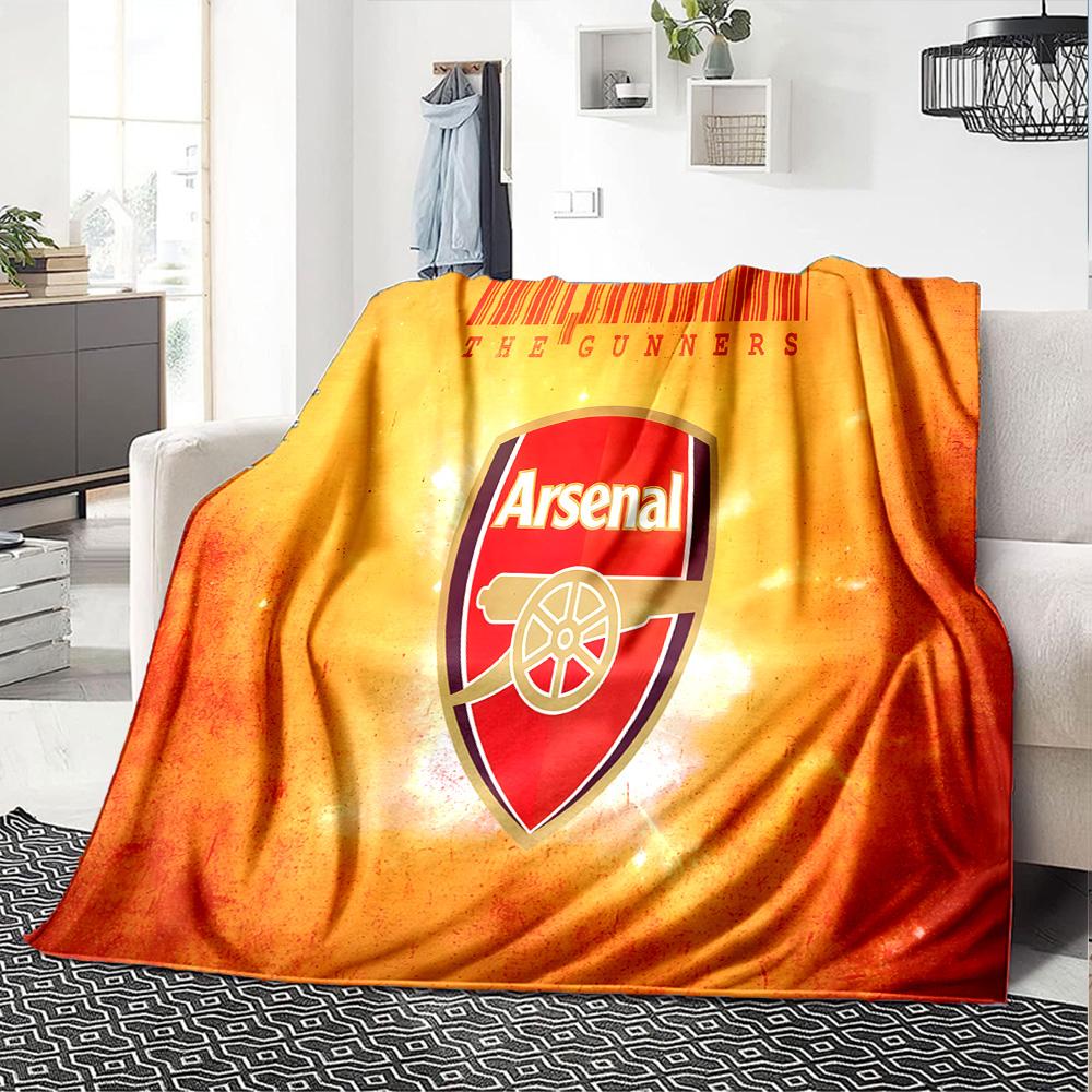 Coperta in Flanella con Stemma dell'Arsenal Football Club, Poliestere Morbido, Design Moderno, Per Tutte le Stagioni per Campeggio, Viaggi, Regali per Feste o Compleanni