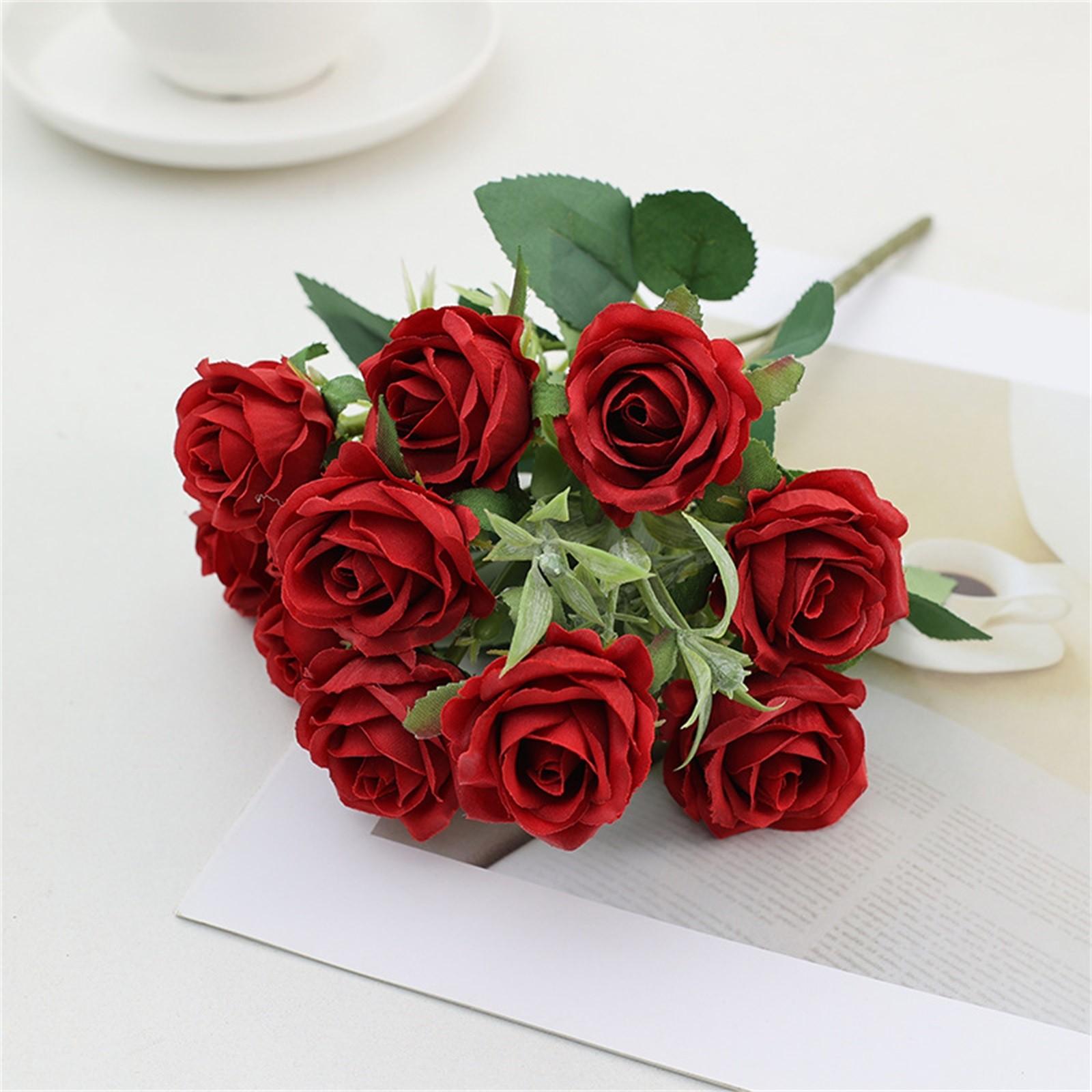 

Букет роз, имитация растений, цветы в руках, украшение дома, годовщина свадьбы, искусственный цветок One Size красный