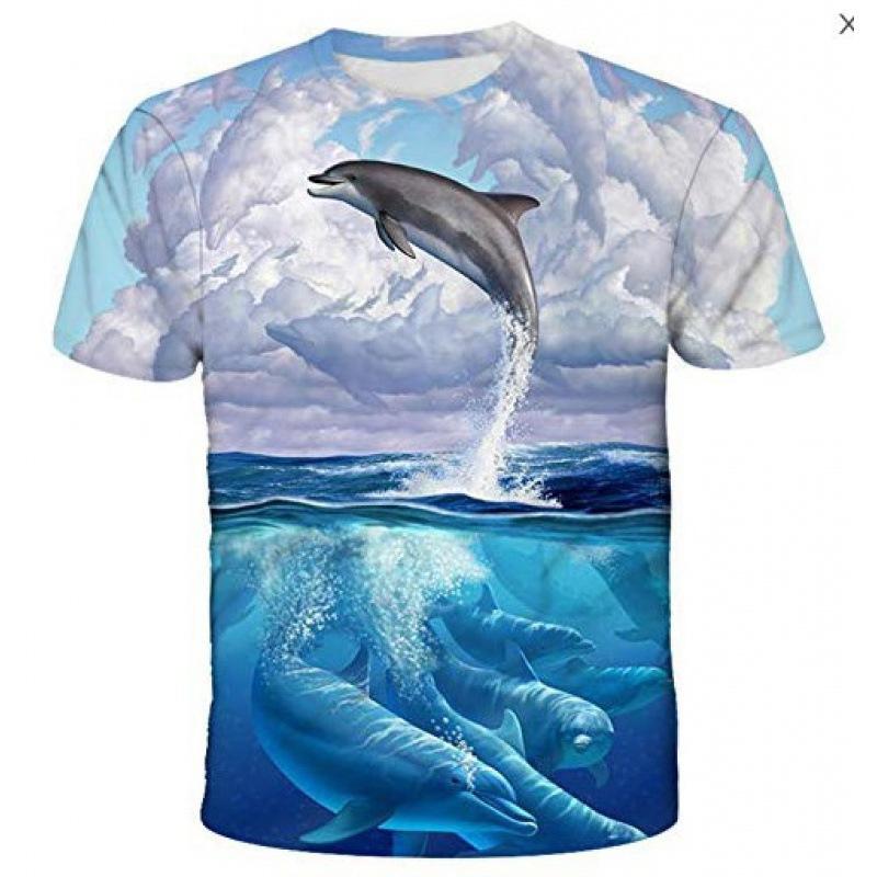 3D Digital Printing T-Shirt Teen Men's Short Sleeve Top Versatile Breathable