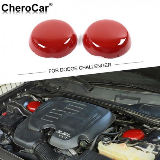 2x Red Engine Compartment Suspension Trim Cover For Dodge Challenger/Charger 09+