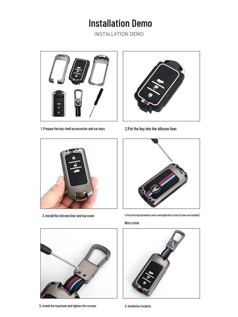 Acura CDX MDX RDX ZDX ILX RLX Key Fob Metal Case with Buckle