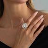 18K Silver Plated Irregular Gemstone Ring Set, Stainless Steel Block Shaped Fluid Shaped Ring, Women's Art Jewelry