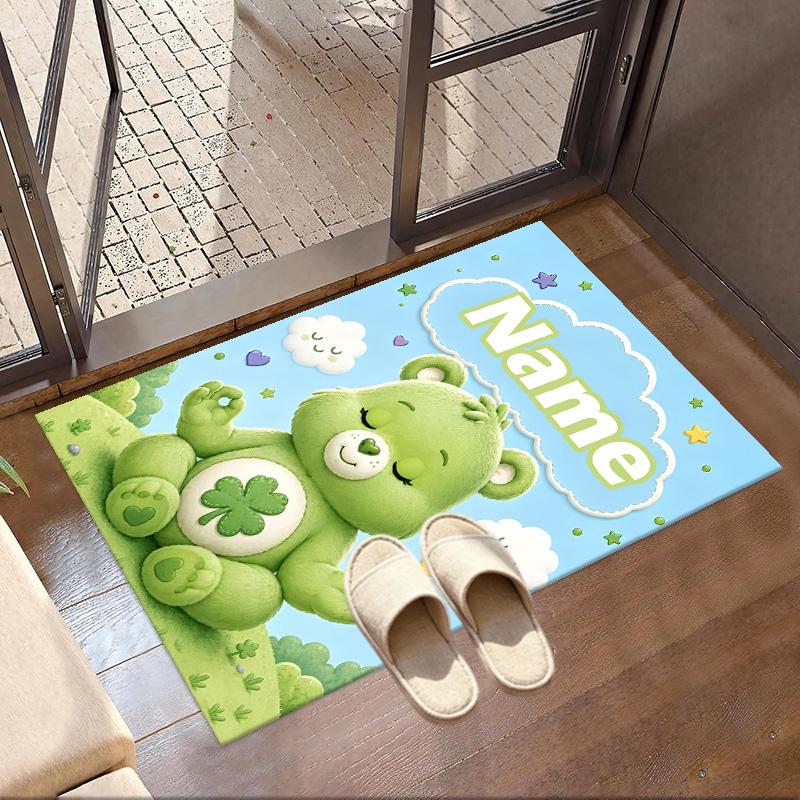 Custom Name Personalized Care Bears Print Carpet, Versatile Home Decor Rug, for Playroom, Apartment, Balcony, Entryway, Hallway Gift