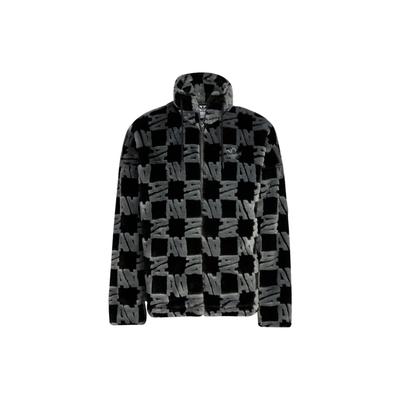 adidas Originals Fw22 Allover-Logo-Print Zip-Up Fleecejacke Unisex-Jacken Schwarz HR3453
