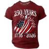 Men's Casual Short Sleeve Crew Neck T-Shirt Independence Day Graphic Print 250 Years Commemorative 1776 To 2026 Cotton Blend Top