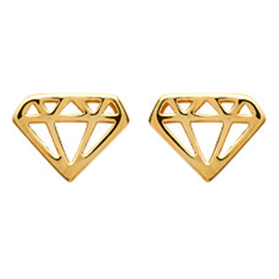 [N3042] - Gold Plated 'Diamonds' Earrings - 8x6 Mm