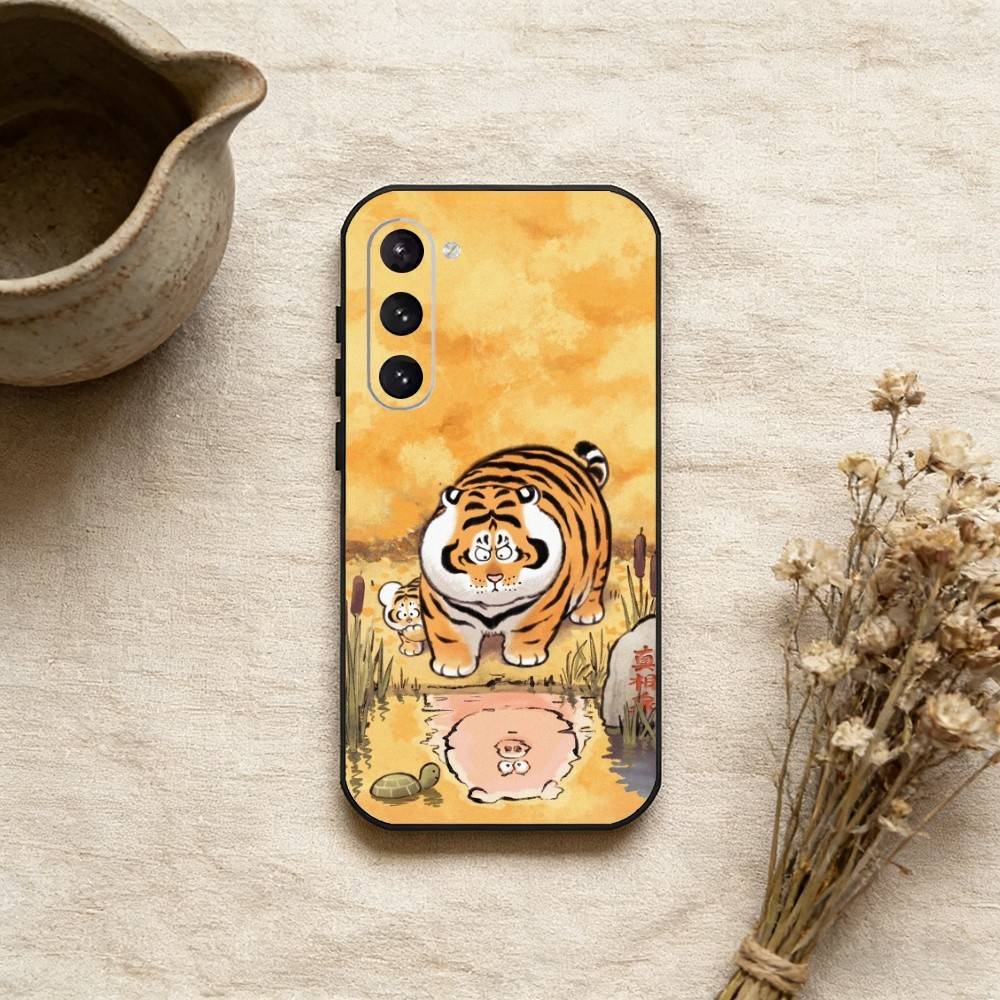 Cute Little Fat Tiger Phone Case For Samsung Galaxy A73,A72,A71,A70,A52,A51 Others Soft Black Cover