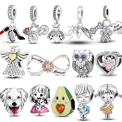 925er Sterlingsilber Passend für Original-Armband Zirkonia Jungen Mädchen Glühwürmchen Perlen Anhänger Hängende Anhänger Armreif Schmuck