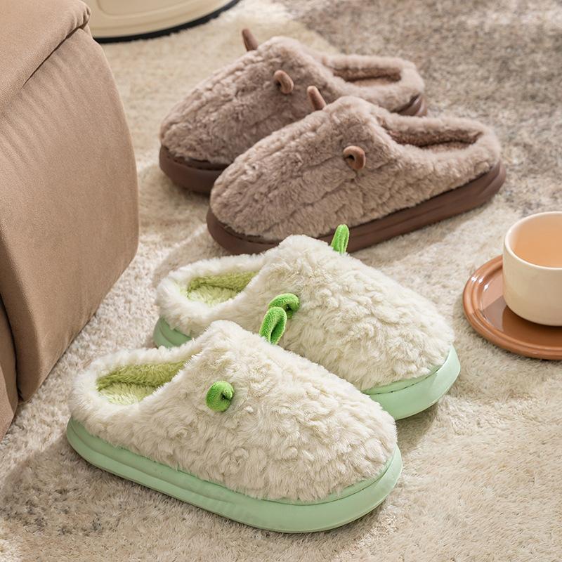 Fashion Couple's Home Slippers Winter Cute Thick Warm Indoor Women Cotton Slippers Lightweight Comfortable Non Slip Soft Sole Men Flats