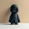 1Pc Cute Black Cloak Hooded Character Figurine 3D Printed Halloween Decorations For Indoor Outdoor Home Desk Yard Party Ornament