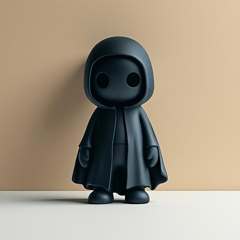 1Pc Cute Black Cloak Hooded Character Figurine 3D Printed Halloween Decorations For Indoor Outdoor Home Desk Yard Party Ornament