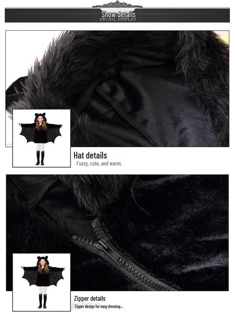 Girls' Bat Halloween Cosplay Costume for Stage Performance & Masquerade Party
