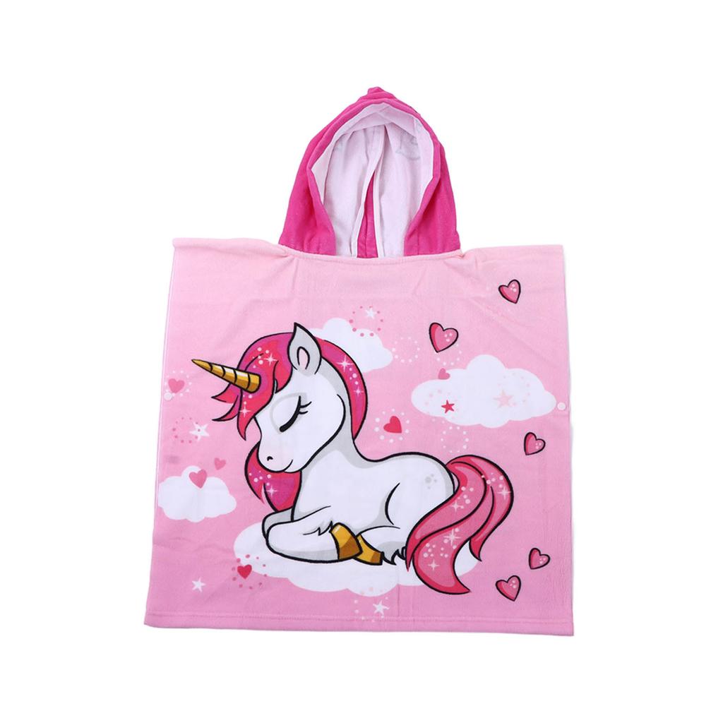 Accappatoio con Cappuccio per Bambini Colori Vivaci Comodo Morbido Senza Bottoni Accappatoio da Bagno per Ragazze