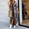 Women Casual Long Sleeve V Neck Shift Dress Loose Long Maxi Shirt Dress with Pocket