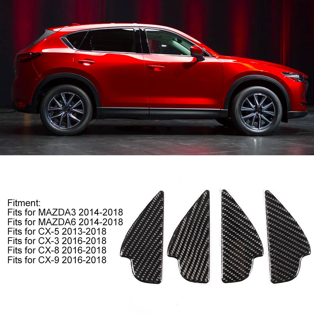 4pcs Carbon Fiber Interior Door Bowl Decor Cover Fits for MAZDA CX5 20132018 Left Hand Driving