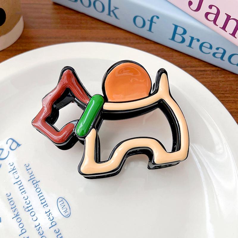 1 шт. Зажим для волос Милый Зажим-краб Цветной Пластиковый Креативный Мультяшный Форма Собаки Женский Полый Зажим для волос