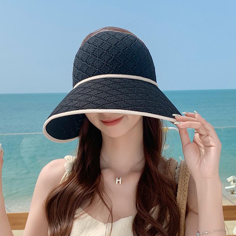 8545 Summer outdoor sunscreen hat children's fashion versatile bow sun hat big brim can tie ponytail empty top hat