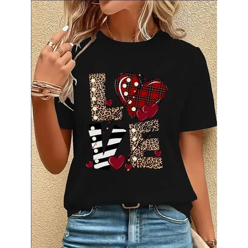 European Sizes Women's Casual Short-Sleeve T-Shirt - Printed, Loose Round Neck Design, Breathable Medium-Stretch Fabric