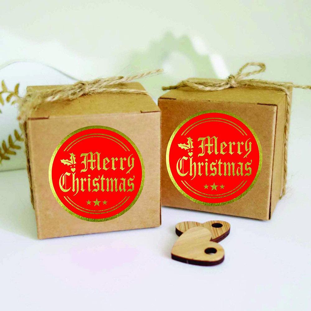 50-500Pcs Round 1 Inch Merry Christmas Golden Plated Stickers Gift Candy Box Homemade Cookies Bag Sealing Decoration Decals