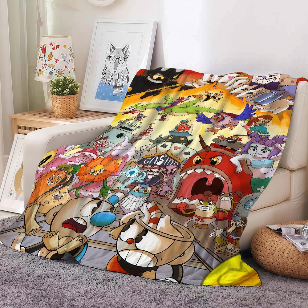 Funny Game C-Cuphead Blanket Warm And Soft Suitable For Bedroom Living Room Sofa Bed Office Travel Camping