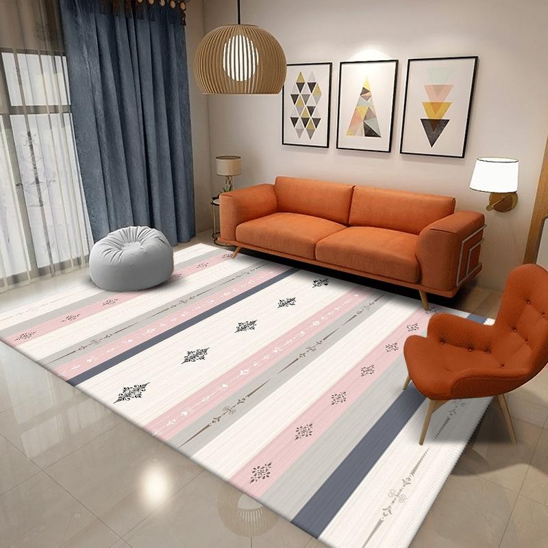 Boho Geometric Striped Rectangular Rug, Colorful Ethnic Pattern Prints, Soft Non Slip Carpet for Living Room Bedroom Decor