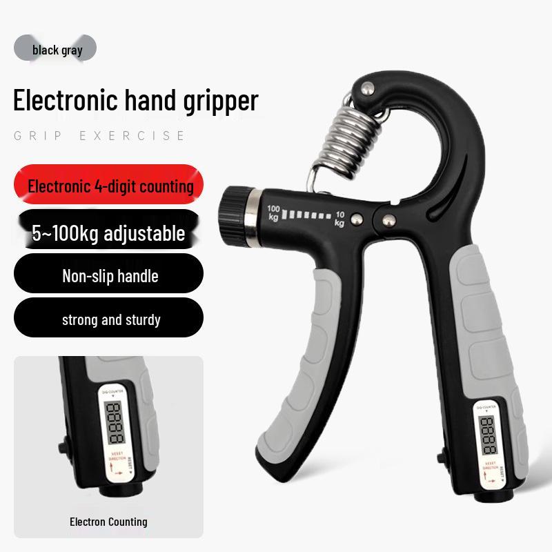 Adjustable Grip Strength Trainer (5-100kg) with Counter for Finger & Arm Muscle Training for Adults & Students
