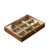 Multi-Compartment Wooden Storage Box with Lid for Collector's Bracelets, Large Capacity Clear Top Curio Organizer
