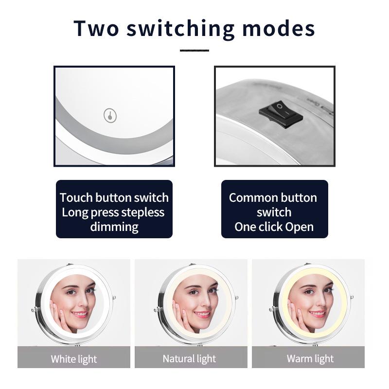 Double-Sided LED Wall-Mount Vanity Mirror with Magnification and Light