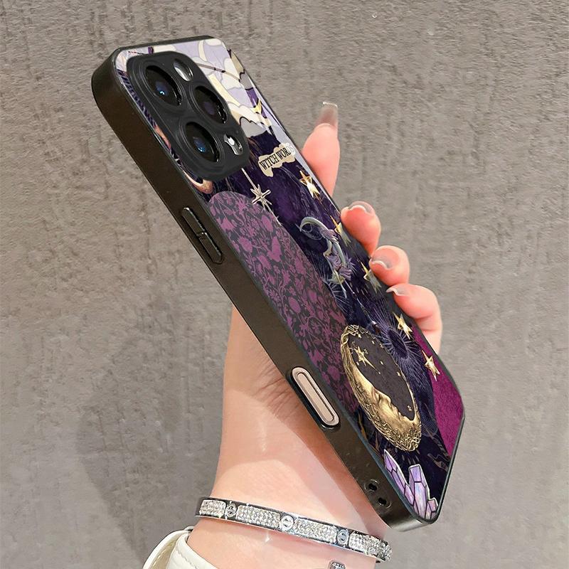 Sun and Moon God Tempered Glass Phone Case For iPhone 17 16 15 14 13 12 11 Pro Max 17Air 16E 7 8 Plus XR XS X Shockproof Cover