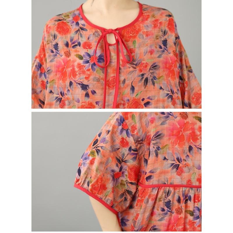 DIMANAF New 2026 Women Plus Size Summer Long Dress Sundress Loose Oversize Maxi Lady Floral Cotton Beach Dress