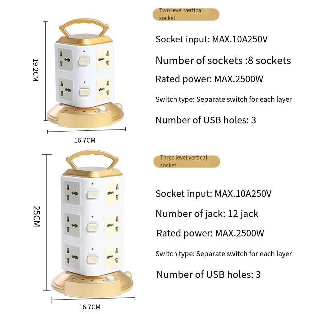 2m Extension Cord Outlet Power Strip Universal Extended Usb Socket Multi-Plug Outlet  Expansion