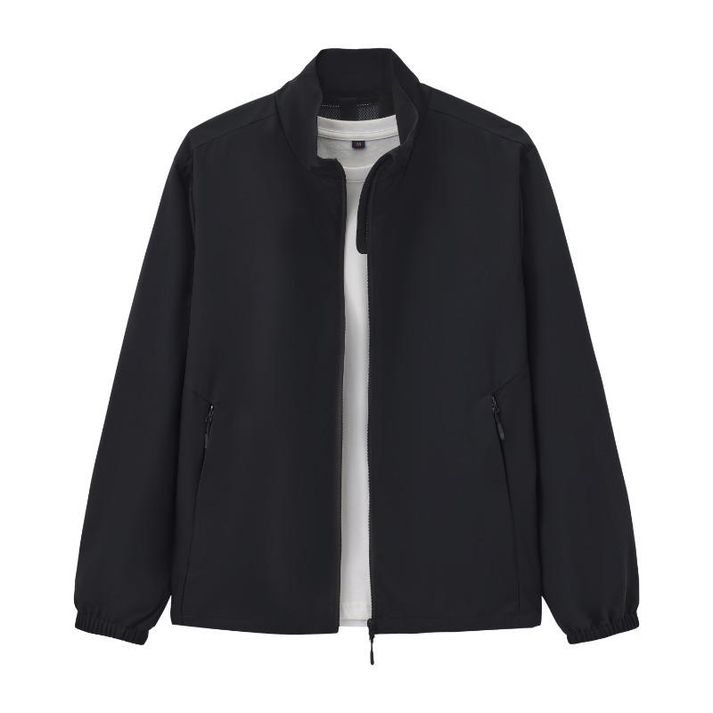 Men Stand Collar Jacket Full Zip Lightweight Casual Outerwear Coat