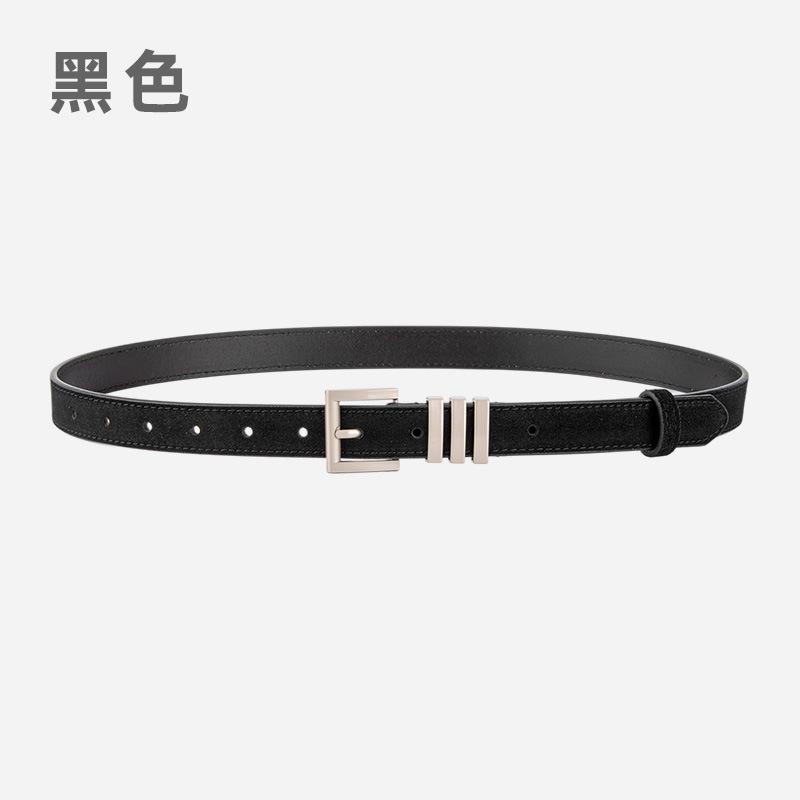 Ladies Premium Belt Dress Frosted Velvet Leather Decorative Vintage Belt Women'S