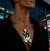 Hip Hop Hot Fashion Brand Copper Zircon Set Character Pendant Stainless Steel Fried Dough Twists Chain Cross Border Exclusive for Hip Hop Men Necklace