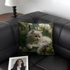 Cat And Flower Fashion Cushion Cover Natural Linen Organic Fabric DoubleSided Printing Sofa Home Decor Gift Pillow Case