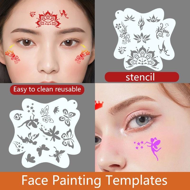 8PCS Face Painting Stencil Templates To Draw Children Stencils for Drawing Template Make-up Stencils for Facial Makeup WSMB01