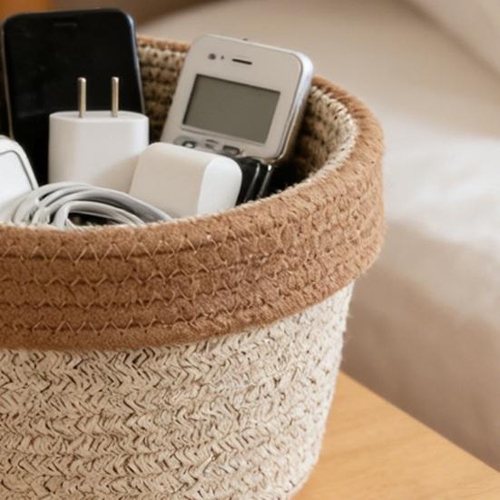 Cotton Rope Basket Large Toys Storage Woven Basket Decorative Round Closet Organizer for Clothes Towels Blankets