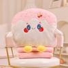 Cute Toast Plush Toy Blanket Set Dual Use Office Nap Blanket Birthday Girls Gift
