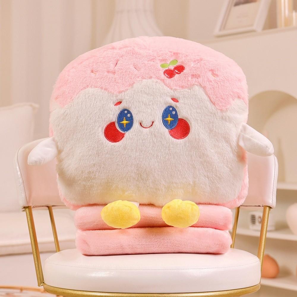 Cute Toast Plush Toy Blanket Set Dual Use Office Nap Blanket Birthday Girls Gift