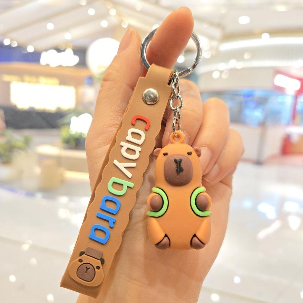 Capybara Serie Puppen Schlüsselanhänger, Kreativer Silikon Wasser Meerschweinchen Schlüsselanhänger Paar Taschenanhänger