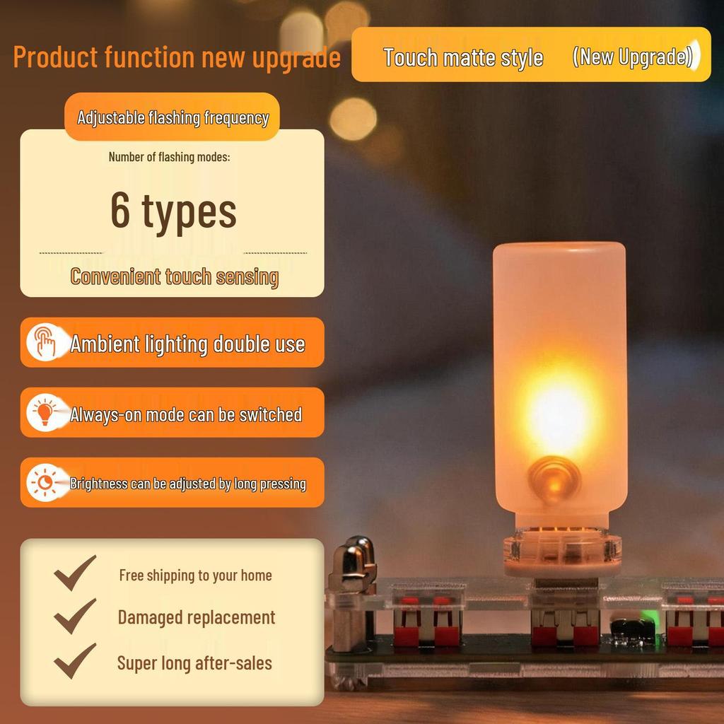 Cross-Border LED Flame Lamp: USB Touch Candle Night Light for Creative Atmosphere Decor.
