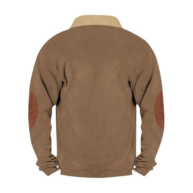 Men S Retro Spliced Half Zip Long Sleeve Sweatshirt