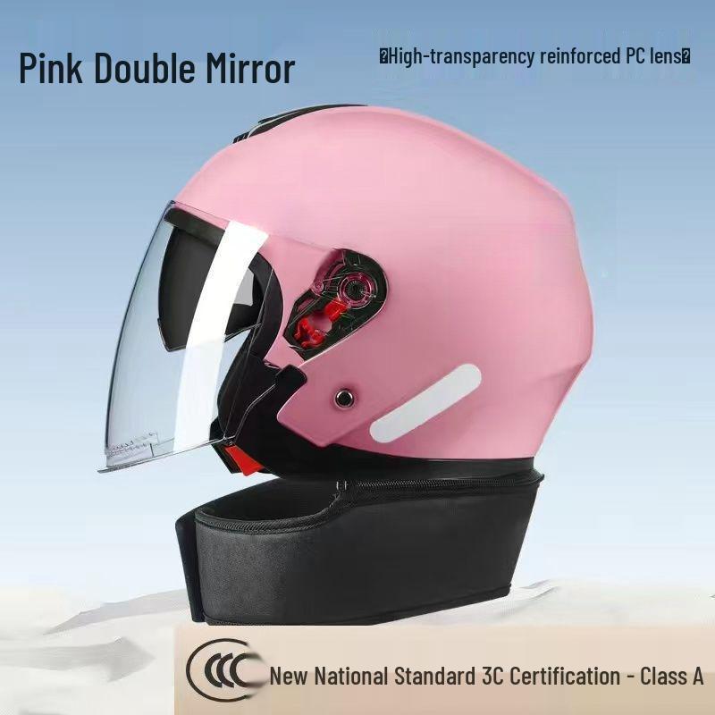 National 3C Certified Winter Double Visor Helmet, Unisex All-Season Electric Vehicle Safety Helmet.