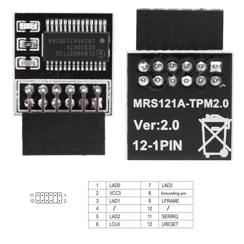 TPM 2.0 Module LPC-12PIN Motherboard Card Remote Encryption Security Module Replacement Parts for Gigabyte Motherboard Win11