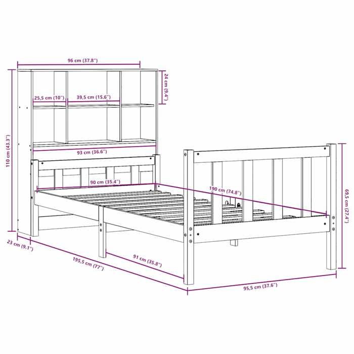 VidaXL Bunk Bed Without Mattress 90x190 Cm Solid Pine Wood 3322119
