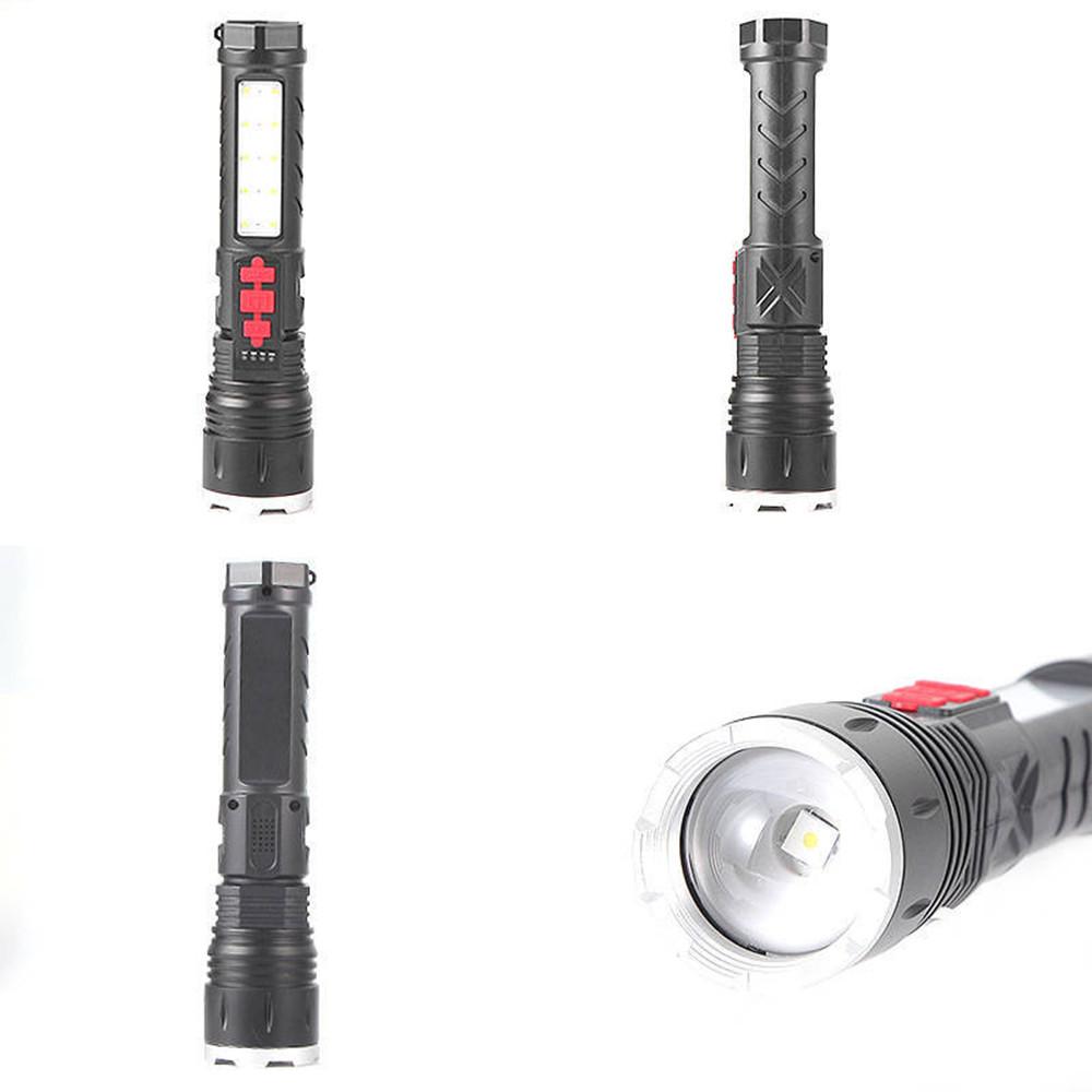 Flashlight With Buzzer Alarm Side LED Red SOS Light Handheld Flashlight ABS Plastic Aluminium Alloy Emergency Hiking Torch